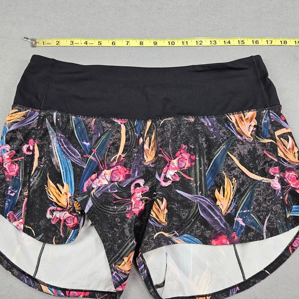 Lululemon Shorts Womens Sz 10 Speed Up High-Rise Lined Black Floral W7BP0T - Picture 6 of 10